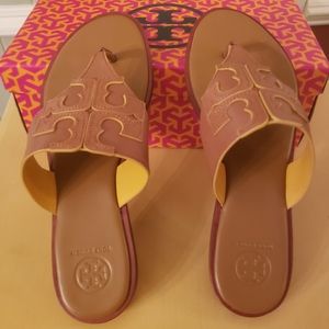 EUC TORY BURCH JAMIE FULL LOGO THONG SANDALS SZ 8